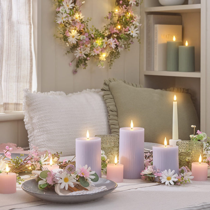 6 TruGlow® Blush Pink Ribbed LED Votive Candles with Remote Control