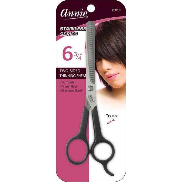 Annie Stainless Steel 2-Sided Thinning Shears 6.75 Inch, 1 Count, Black