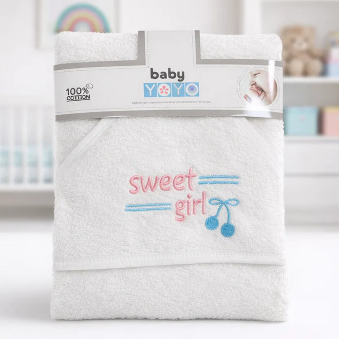 Baby Yoyo - Hooded Bath Towel - White - 80*80 CM