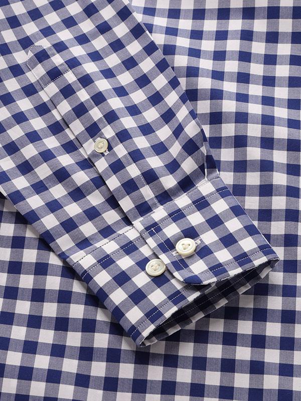 Barboni Navy Check Single Cuff Classic Fit Classic Formal Silk Touch Egyptian Giza Cotton Shirt