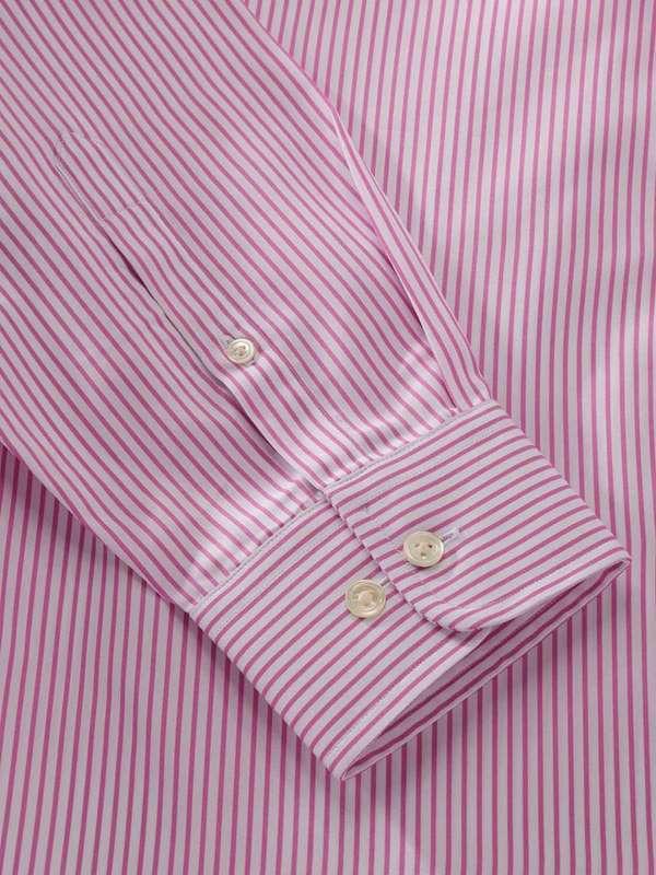 Barboni Pink Striped Full Sleeve Single Cuff Classic Fit Classic Formal Silk Touch Egyptian Giza Cotton Shirt