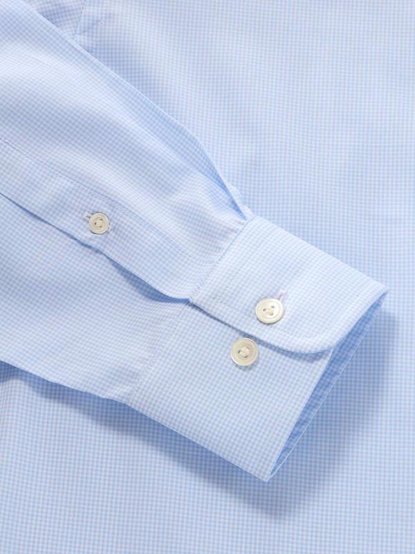 Barboni Sky Check Full Sleeve Single Cuff Tailored Fit Classic Formal Silk Touch Egyptian Giza Cotton Shirt