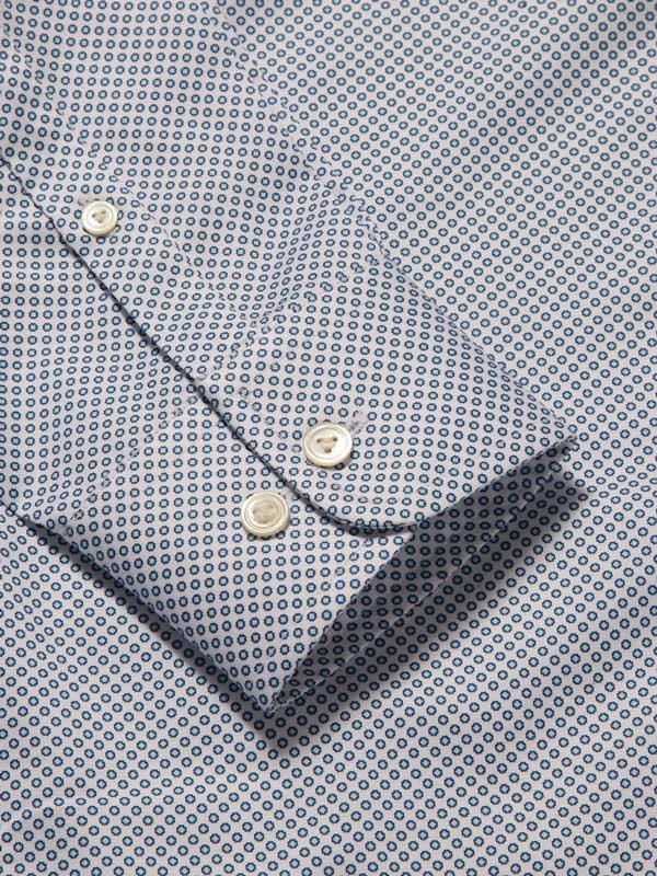 Bassano Blue Printed Full Sleeve Single Cuff Tailored Fit Classic Formal Cotton Shirt