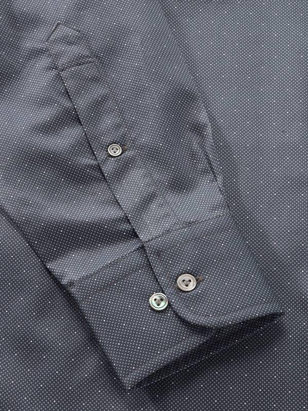 Bassano Dark Grey Printed Full Sleeve Single Cuff Classic Fit Dark Semi Formal Cotton Shirt