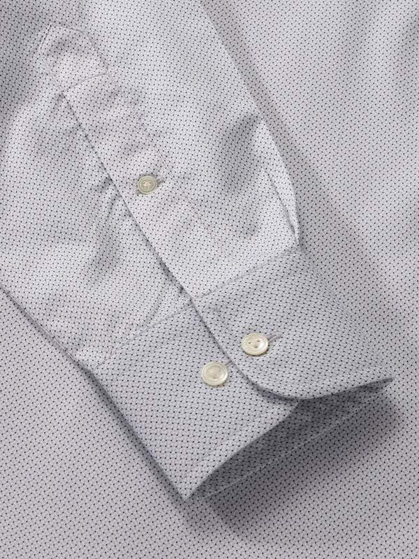 Bassano Light Grey Printed Full Sleeve Single Cuff Classic Fit Classic Formal Cotton Shirt