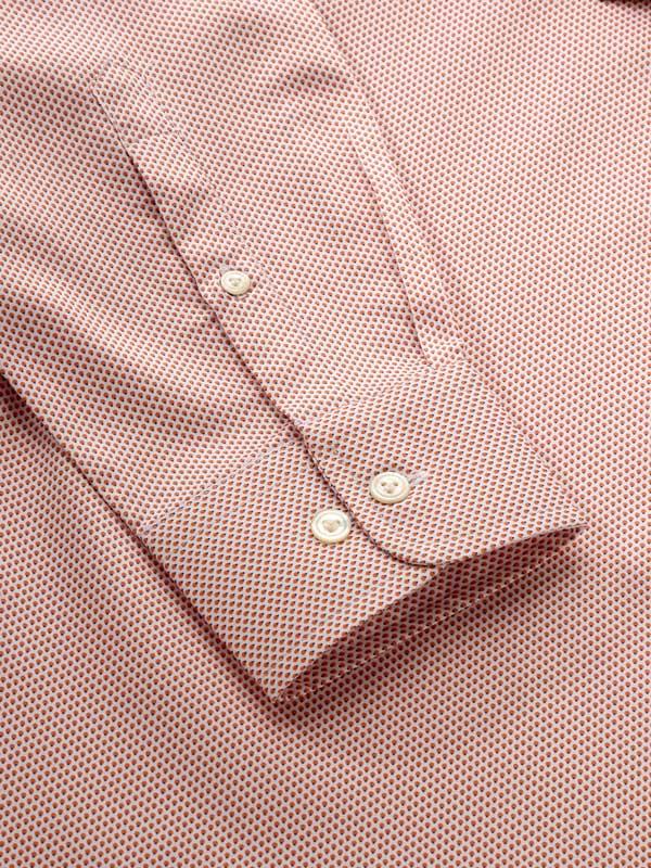 Bassano Orange Printed Full Sleeve Single Cuff Tailored Fit Classic Formal Cotton Shirt