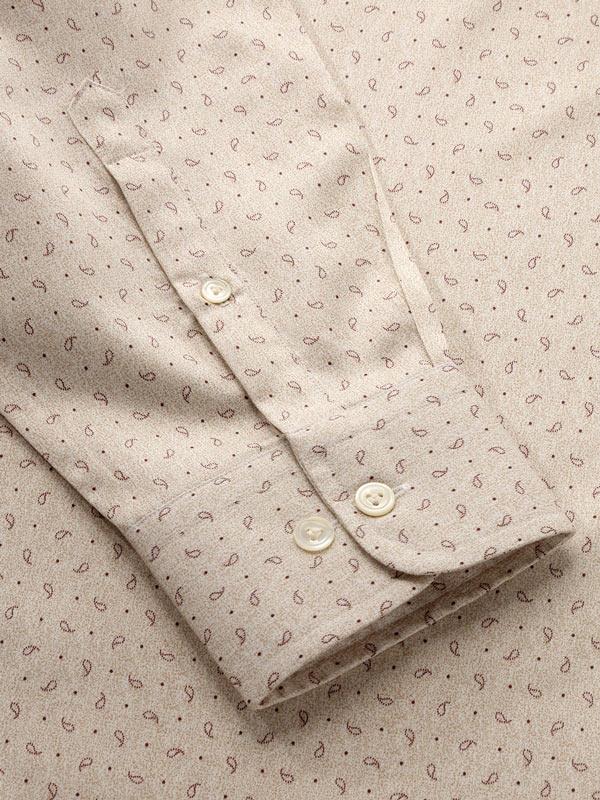 Bassano Sand Printed Full Sleeve Single Cuff Classic Fit Semi Formal Cotton Shirt
