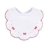 BCC Jacquard Emb. Scalloped Flower Bib-White/Red