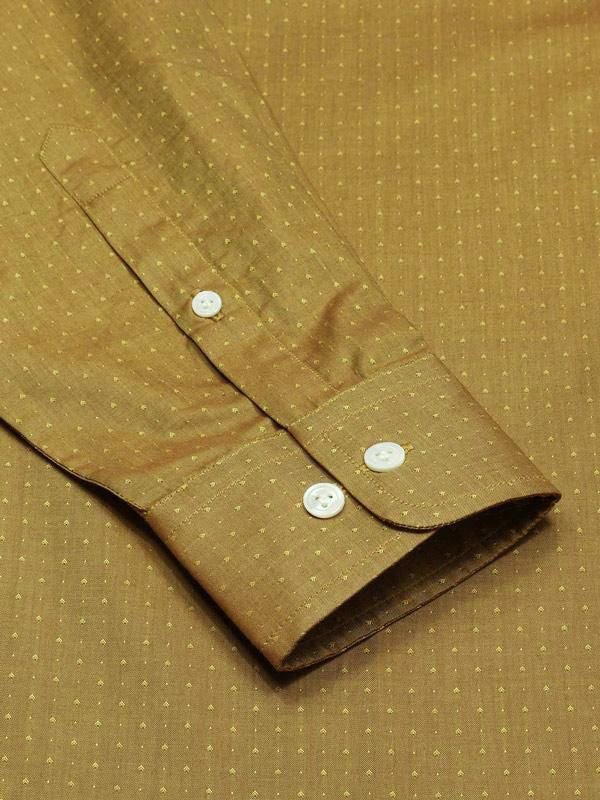 Bramante Ochre Solid Full Sleeve Single Cuff Tailored Fit Semi Formal Super Fine Cotton Shirt