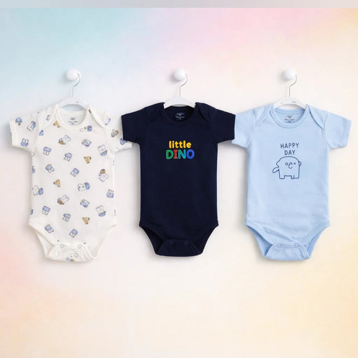 BRL - Pack of 3 - Short Sleeve Bodysuits - Happy Dino