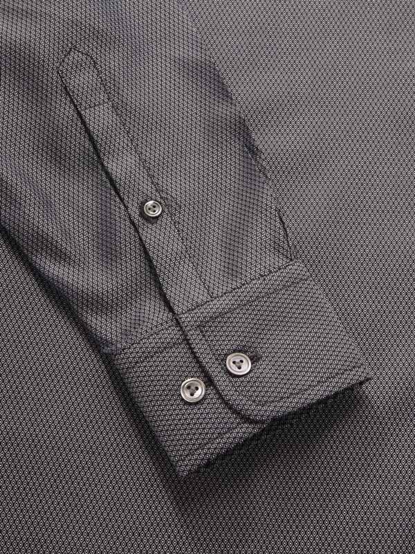 Bruciato Black Solid Single Cuff Classic Fit Semi Formal Dark Two Ply Mercerized Cotton Shirt