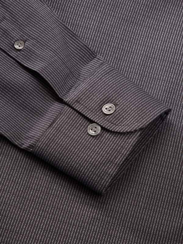Bruciato Dark Grey Solid Full Sleeve Single Cuff Classic Fit Semi Formal Dark Two Ply Mercerized Cotton Shirt