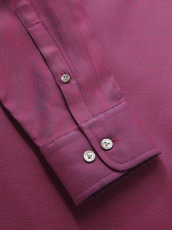 Bruciato Red Solid Full Sleeve Single Cuff Classic Fit Semi Formal Dark Two Ply Mercerized Cotton Shirt