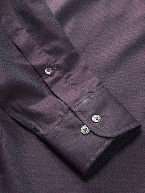 Carletti Burgundy Solid Full Sleeve Single Cuff Classic Fit Semi Formal Dark Italian 100's Cotton Shirt