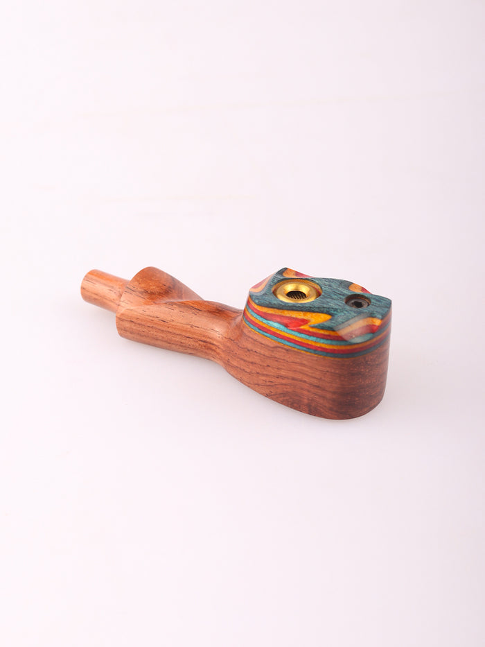 Carved Cap Wood Pipe | One Colour-Image 2