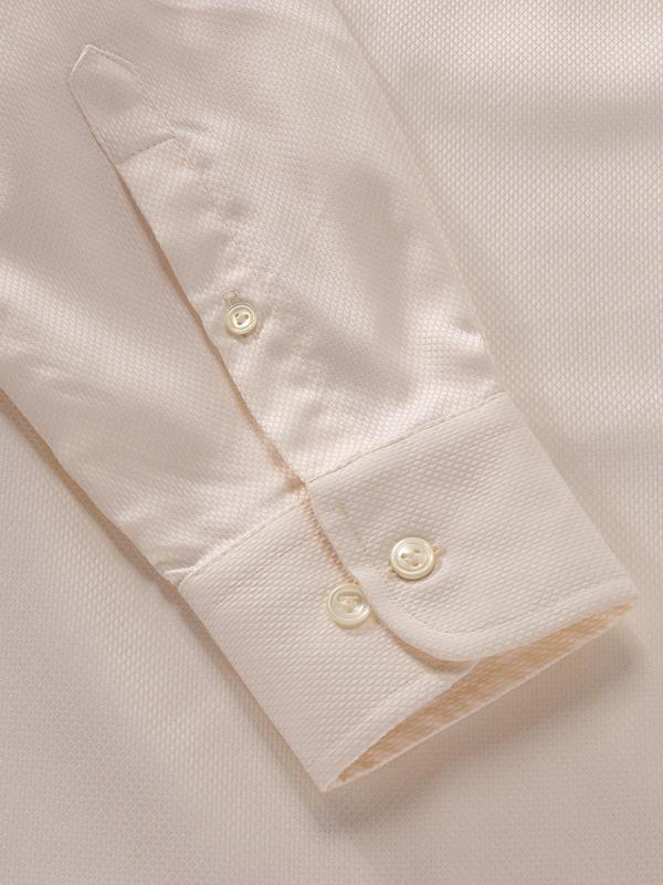 Cione Cream Check Full Sleeve Single Cuff Tailored Fit Classic Formal Two Ply Mercerized Cotton Shirt