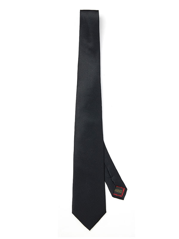 Creme De La Creme Plain Dark Black Silk Tie