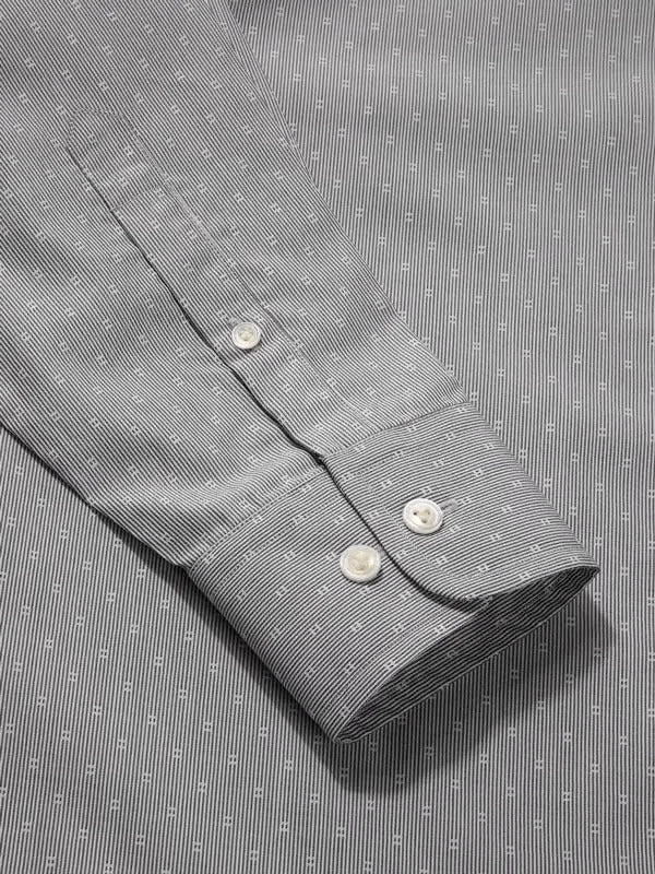 Cricoli Black Striped Full Sleeve Single Cuff Tailored Fit Classic Formal Super Fine Cotton Shirt
