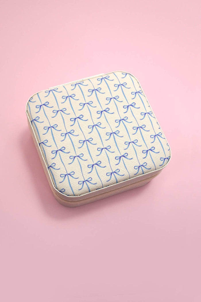 DESIGNED JEWELRY ORGANIZER TRAVEL BOX CASE |BOW FUCHSIA