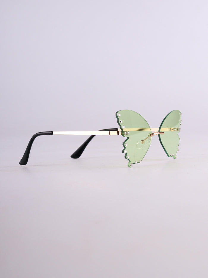 Diamond Butterfly Novelty Sunglasses | Green-Image 2