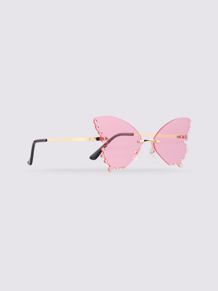 Diamond Butterfly Novelty Sunglasses | Pink-Image 2