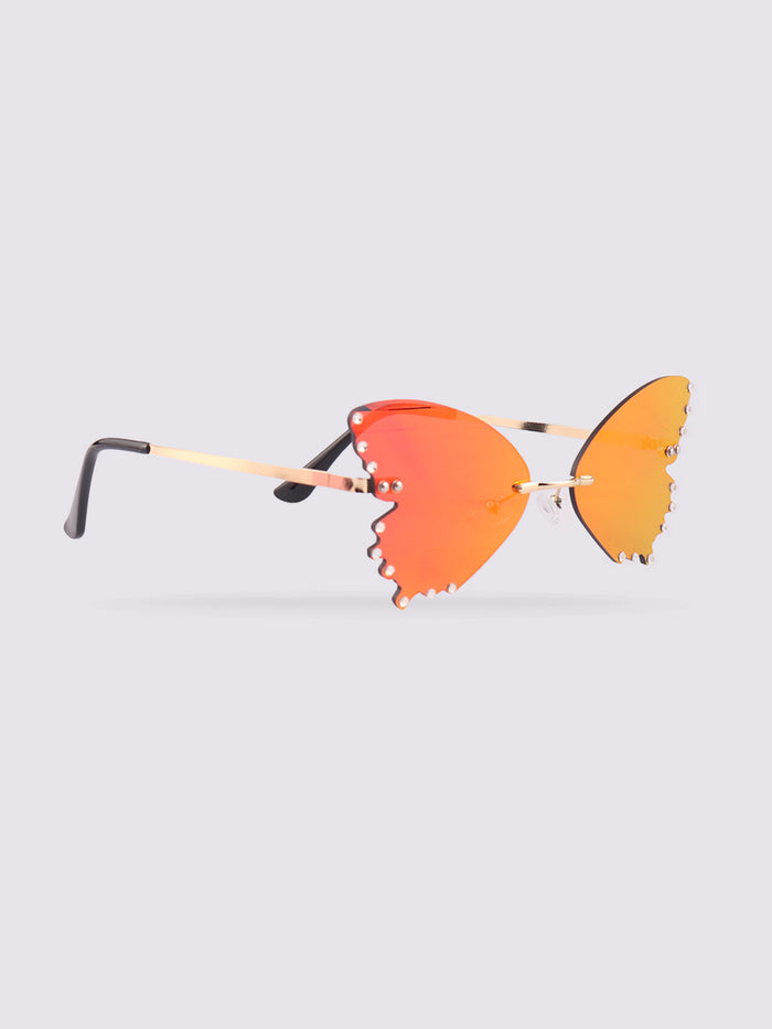Diamond Butterfly Novelty Sunglasses | Red-Image 2