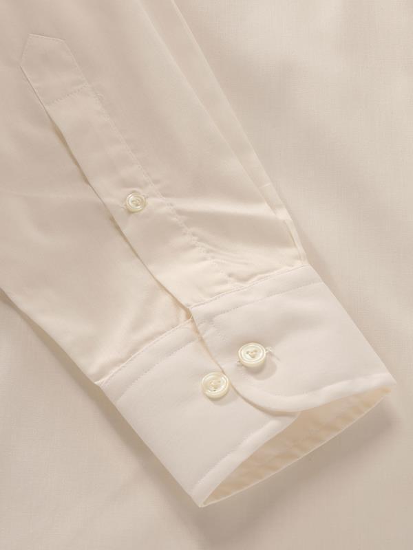 Easy Care Cream Solid Full Sleeve Single Cuff Classic Fit Classic Formal Cotton Blend Shirt