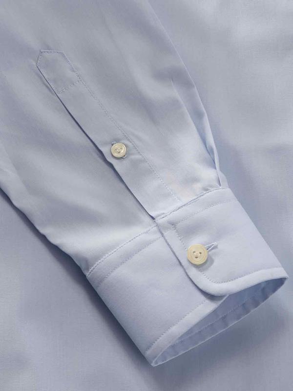 Easy Care Sky Solid Full Sleeve Single Cuff Tailored Fit Classic Formal Cotton Blend Shirt