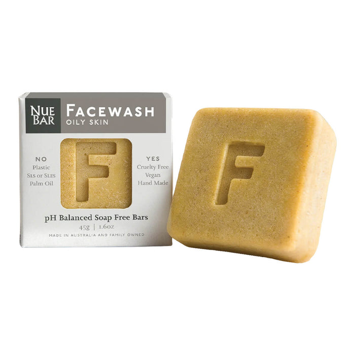 45g NueBar Face Wash Bar for Acne Prone or Oily Skin, vegan solid face cleanser.