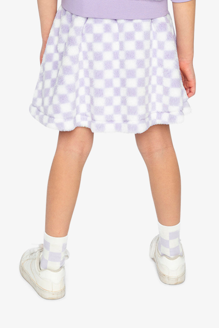 Faux Fur Skirt Lilac And White Tiles-4