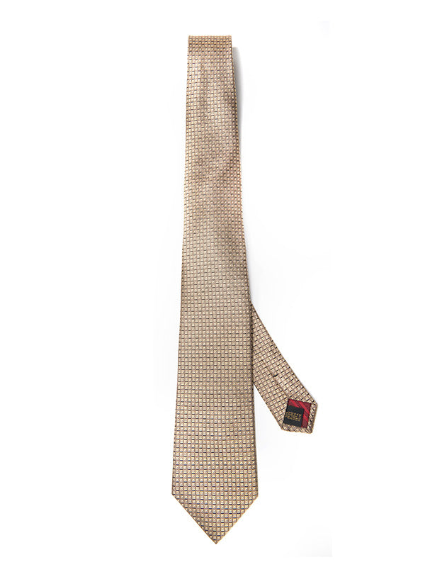 Florentine Minimal Dark Beige Silk Tie