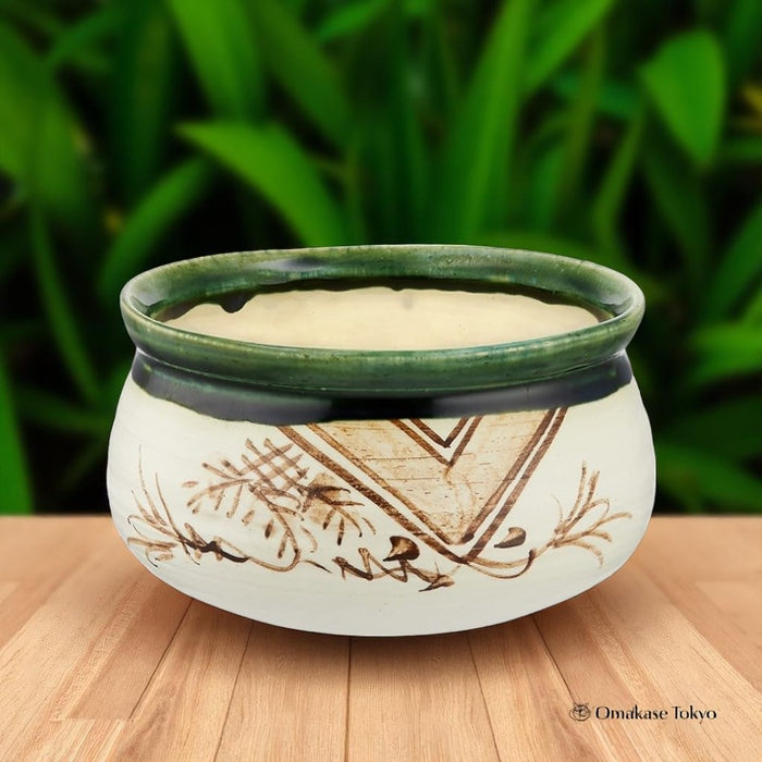 Goto Tea Ceremony Tool Kensui Water Bowl Oribe Style Green
