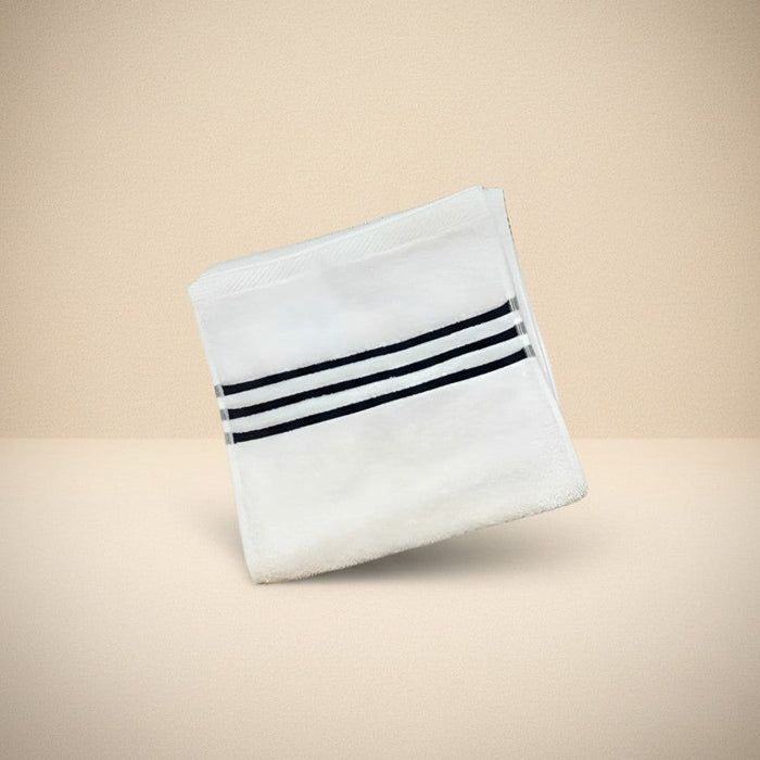 Workout Towels / White with 3 Horizontal Navy Stripes / 11"X44" 10 Dz Box