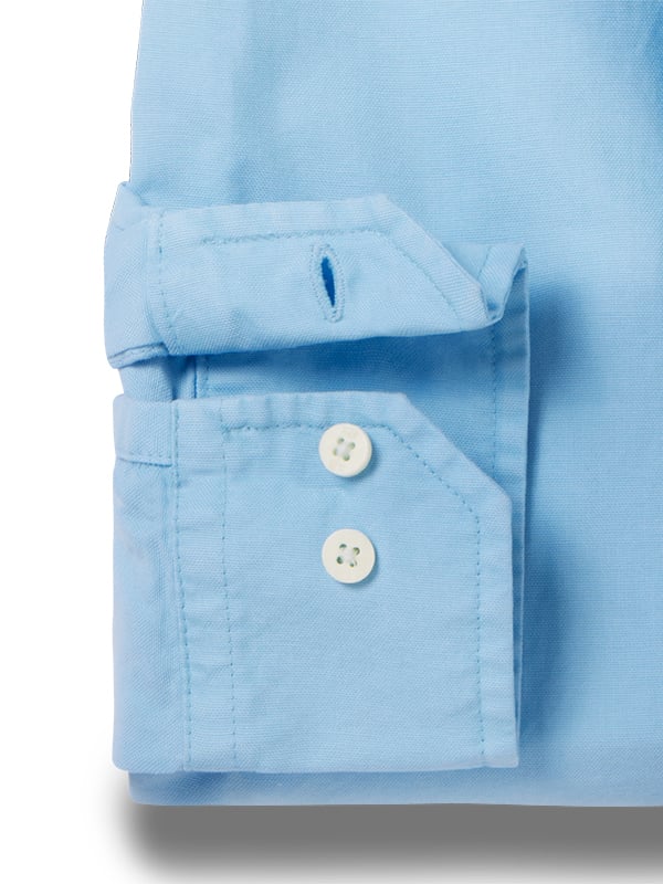 Harry Oxford Garment Dyed Turquoise Solid Full Sleeve Tailored Fit Casual Cotton Shirt