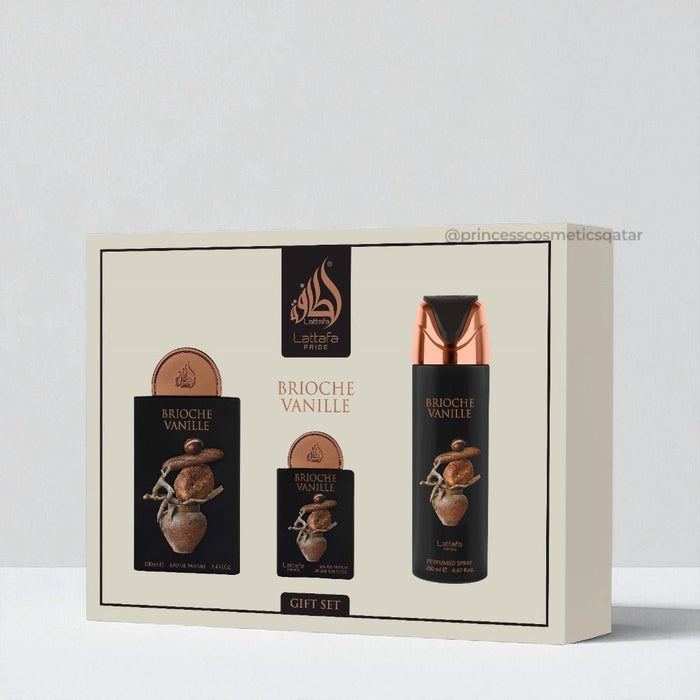Lattafa Brioche Vanille Gift Set (3pcs) مجموعة هدايا لطافة بريوش فانيليا - Princess Cosmetics Qatar