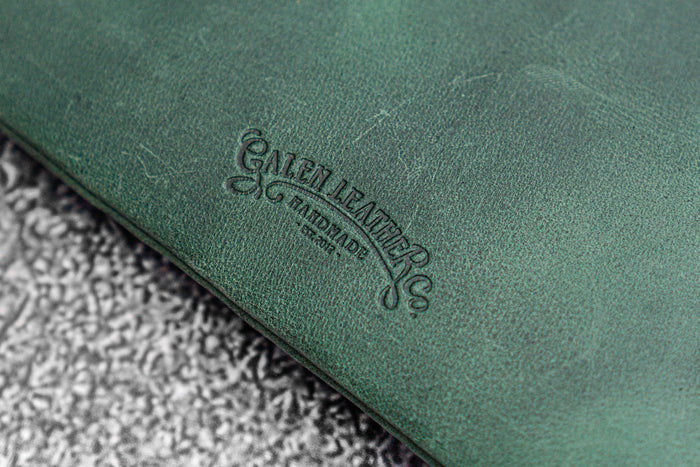 Leather Slip-N-Zip 4 Slots Zippered Pen Pouch - C.H. Forest Green