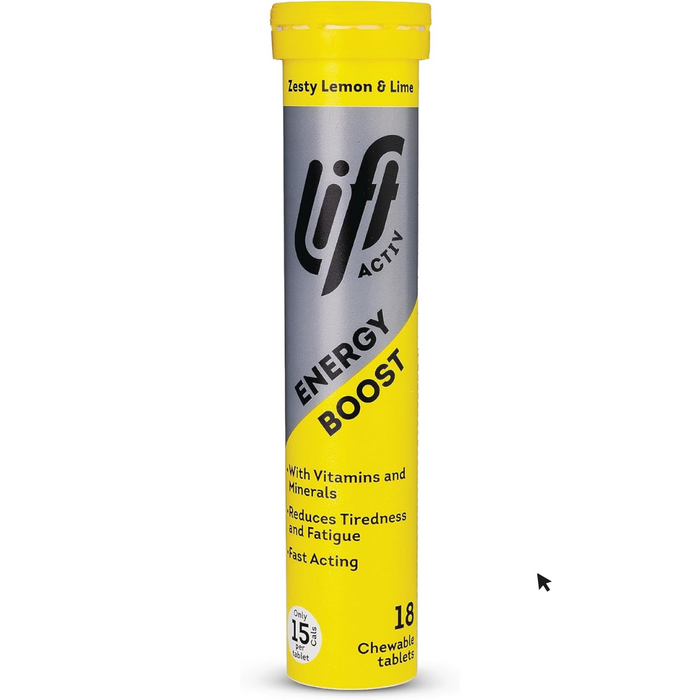 LiftActiv Energy Boost Chewable Tablets - Zesty Lemon & Lime 18s (T)