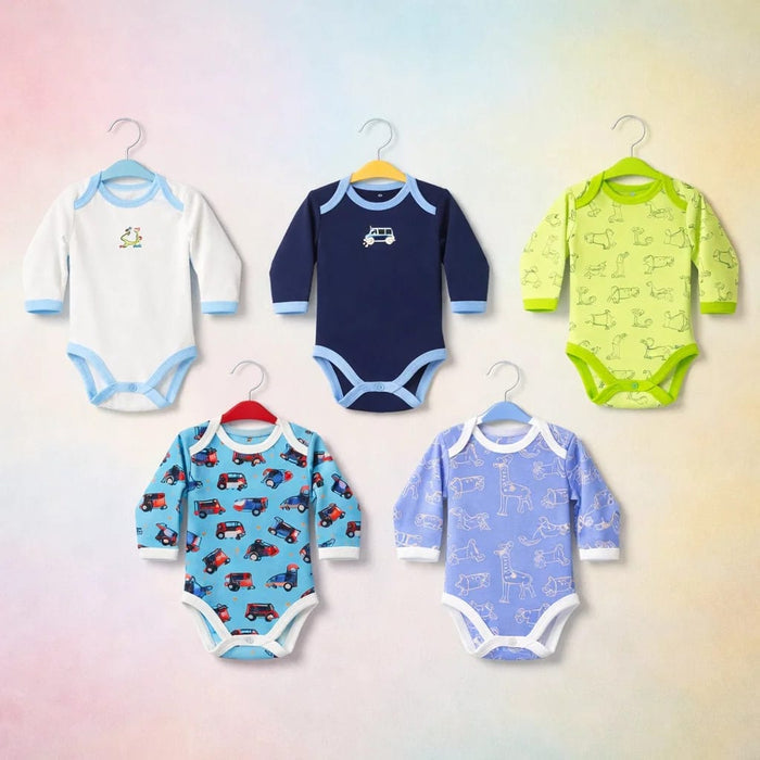 LO - Pack of 5 - Long Sleeve Bodysuits - Dino Kingdom
