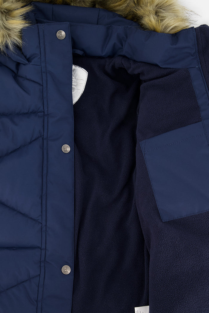 Long Winter Puffer Coat Dark Blue-3