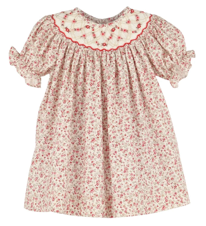 Luli & Me Mulberry Floral Bishop Dress-Red