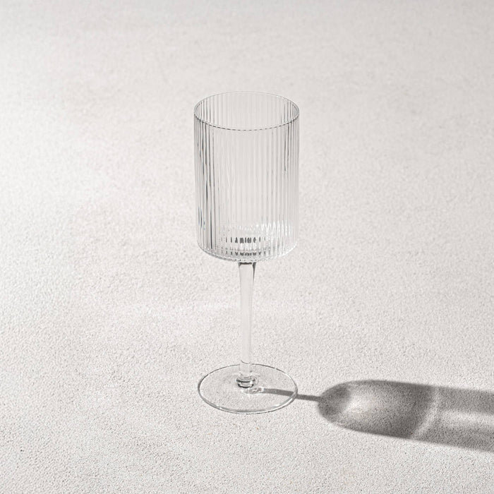 Malibu Ribbed Glass 11oz Wine Glass, Clear