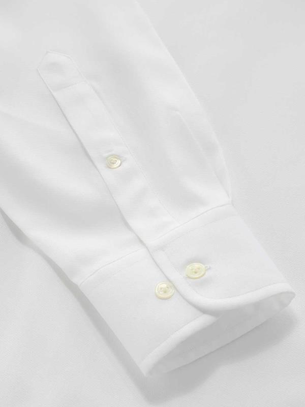 Marinetti White Solid Full Sleeve Single Cuff Classic Fit Classic Formal Two Ply Mercerized Cotton Shirt