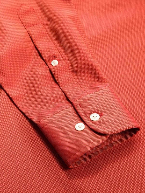 Marzeno Rust Solid Full Sleeve Single Cuff Classic Fit Semi Formal Dark Two Ply Mercerized Cotton Shirt