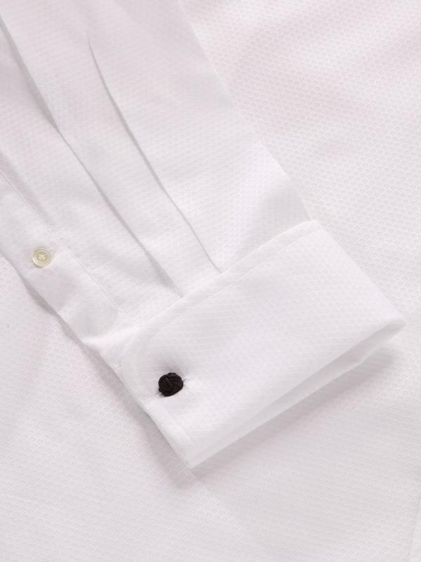 Matera White Solid Full Sleeve Double Cuff Classic Fit Classic Formal Two Ply Mercerized Cotton Shirt