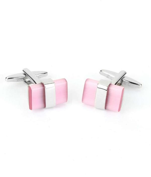 Medium Pink Stone Cufflinks