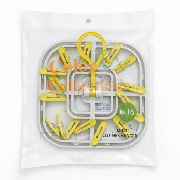 Multiuse - Laundry Hangers - Yellow - 16 Clips