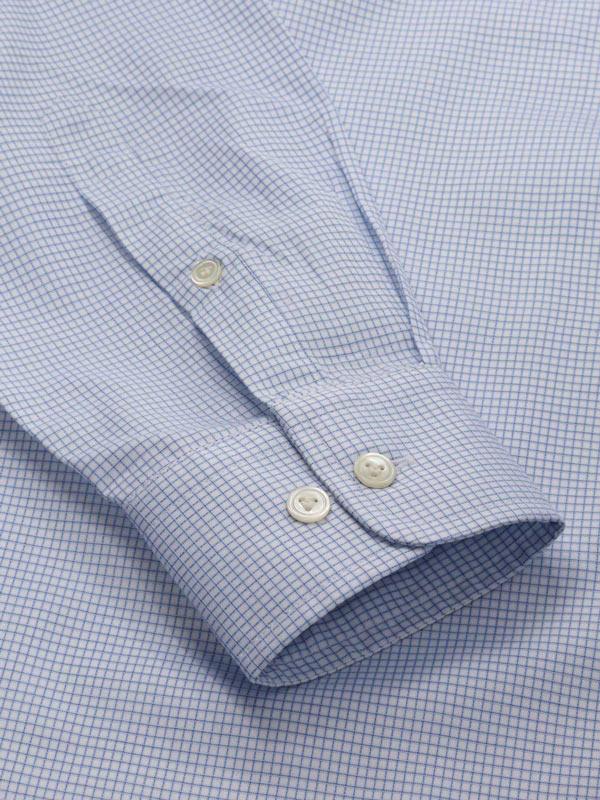 Novella Sky Check Full Sleeve Single Cuff Tailored Fit Classic Formal Two Ply Mercerized Cotton Shirt