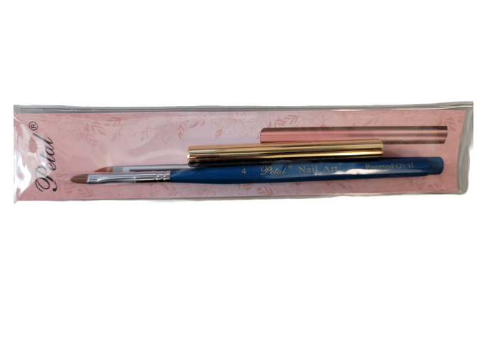 Petal Nail Art Brush Pointed Oval for Manicure Designs With Cap - Size #4