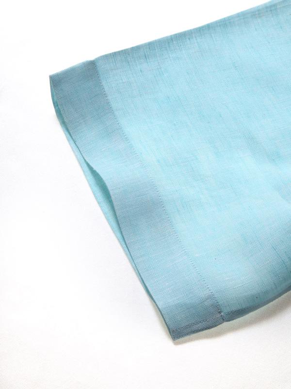 Positano Aqua Solid Half Sleeve Tailored Fit Semi Formal French Flax Linen Shirt