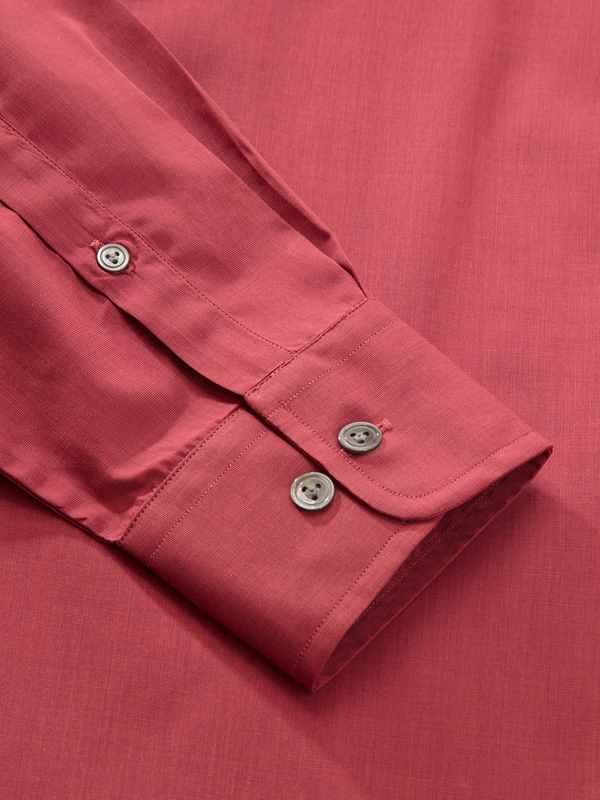 Praiano Red Solid Full Sleeve Single Cuff Classic Fit Semi Formal French Flax Linen Shirt